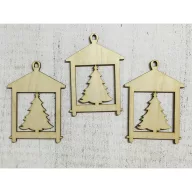 Natúr fa - Fenyő lámpás 3db/csomag – koszorúhoz, asztaldíszhez