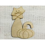 Natúr fa - Cica tökkel  15cm – őszi dekorációhoz – Szezonok, alkalmak