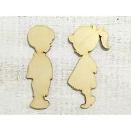 Natúr fa - Kislány kisfiú pár 15cm – kreatív dekorációhoz
