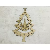 Natúr fa - Fenyő téli tájjal 30cm – koszorúhoz, asztaldíszhez