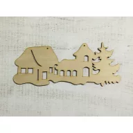 Natúr fa - Téli táj 34cm – karácsonyi dekorációhoz