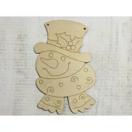 Natúr fa - Kalapos hóember fej 30cm – karácsonyi dekorációhoz