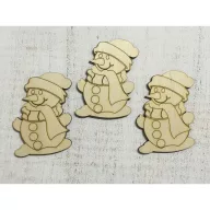 Natúr fa - Rajzos hóember 3db/csomag – karácsonyi dekorációhoz