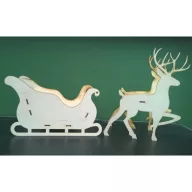 Natúr fa - Rénszarvasok szánnal 50cm – koszorúhoz, asztaldíszhez