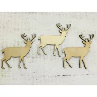 Natúr fa - Rénszarvas álló 10cm 3db/csomag – koszorúhoz, asztaldíszhez