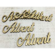 Natúr fa - "Advent" felirat 9,5cm 5db/csomag – ajtódíszhez, koszorúalapnak