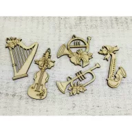 Natúr fa - Karácsonyi hangszer csomag 5db/csomag – karácsonyi dekorációhoz