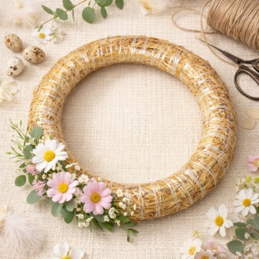 Koszorú alap szalma 20cm, vastagság 3 cm 15db/csom – koszorúkészítéshez és dekorációhoz – Papelito.hu