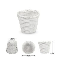 Bambusz kaspó fehér 7cm – kosárfonáshoz, dekorációhoz