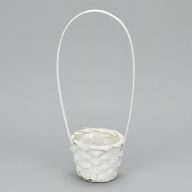 Bambusz füles kaspó fehér 9cm – kosárfonáshoz, dekorációhoz