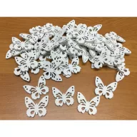 Fa pillangó fehér 3cm 50db/csomag – festéshez, dekorációhoz
