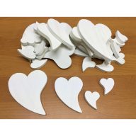 Fa francia szív különböző méretek 30db/csomag – festéshez, dekorációhoz
