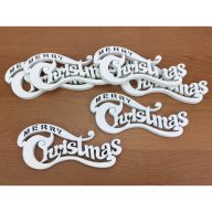 Merry Christmas íves fehér kicsi 6db/csomag – karácsonyi dekorációhoz