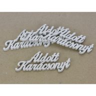 Áldott Karácsonyt felirat fehér 10cm 4db/csomag – koszorúhoz, asztaldíszhez