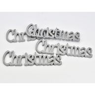 Christmas felirat ezüst 15cm 4db/csomag – koszorúhoz, asztaldíszhez