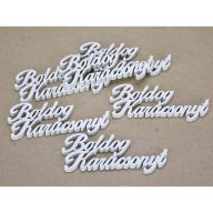 Boldog karácsonyt felirat fehér 10cm 6db/csomag – koszorúhoz, asztaldíszhez