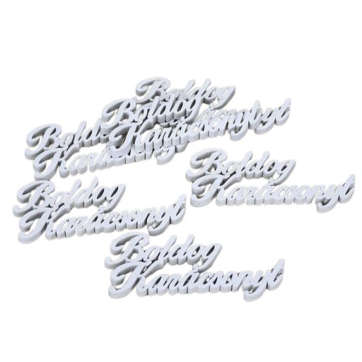 Boldog karácsonyt felirat fehér 10cm 6db/csomag – koszorúhoz, asztaldíszhez