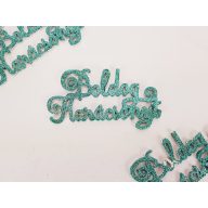 Csillogó Boldog Karácsonyt felirat elegáns türkiz 3db/csom – koszorúhoz, asztaldíszhez