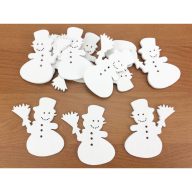 Hóember seprűvel fehér 6cm 10db/csomag – karácsonyi dekorációhoz