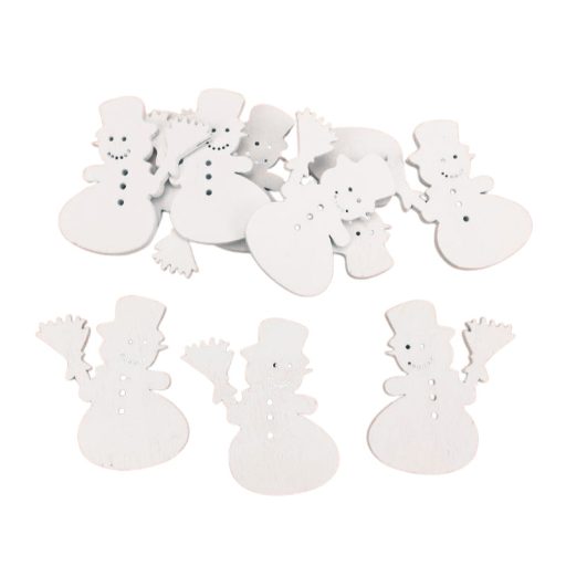 Hóember seprűvel fehér 6cm 10db/csomag – karácsonyi dekorációhoz