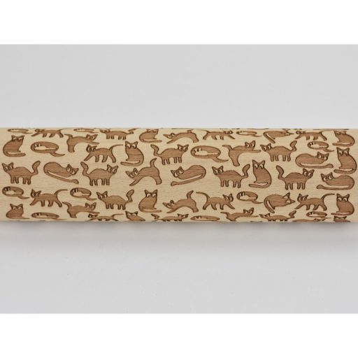 Kekszmintázó sodrófa - Cicás 38cm – kreatív dekorációhoz – kreatív hobby projektekhez és dekorációhoz – Papelito.hu