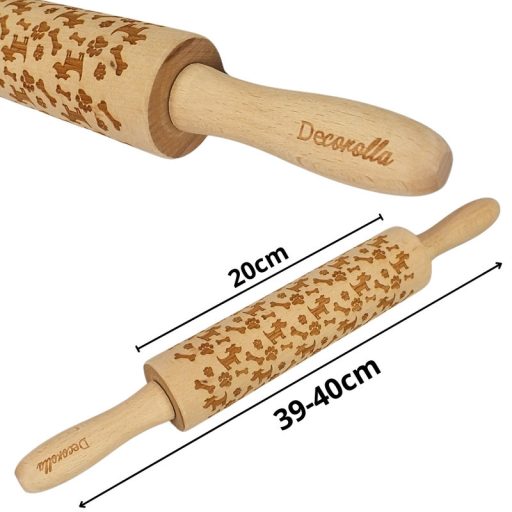 Kekszmintázó sodrófa - Kutyás 38cm – karácsonyi dekorációhoz