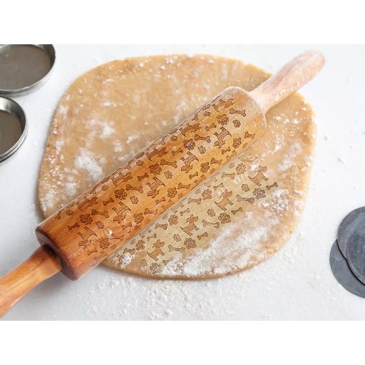 Kekszmintázó sodrófa - Kutyás 38cm – karácsonyi dekorációhoz