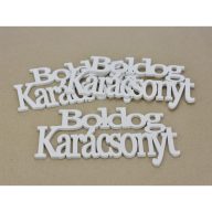 Fa - "Boldog Karácsonyt" felirat koszorúra fehér 14cm 3db/csomag – koszorúhoz, ajtódíszhez