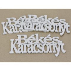   Fa - "Békés Karácsonyt" felirat koszorúra fehér 14cm 3db/csomag