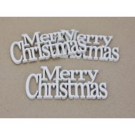 Fa - "Merry Christmas" felirat koszorúra fehér 14cm 3db/csomag – koszorúhoz, ajtódíszhez