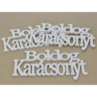 Fa - "Boldog Karácsonyt" felirat koszorúra fehér 21cm 3db/csomag – koszorúhoz, ajtódíszhez