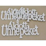 Fa - "Áldott Ünnepeket" felirat koszorúra fehér 21cm 3db/csomag – koszorúhoz, ajtódíszhez