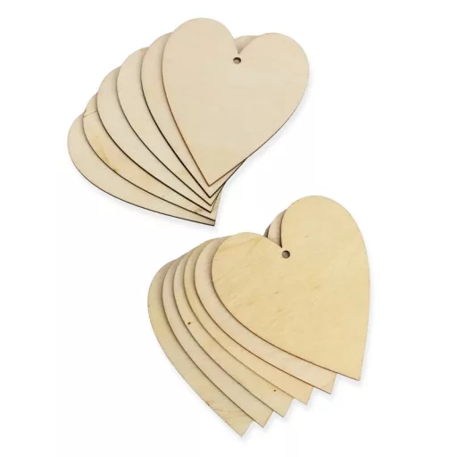 Natúr fa - Szív 8x10cm 12db/csomag – valentin napi dekorációhoz