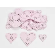 Fa virágdíszes szív rózsaszín 30db/csomag – anyák napi dekorációhoz