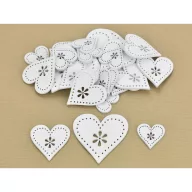 Fa virágdíszes szív fehér 30db/csomag – anyák napi dekorációhoz