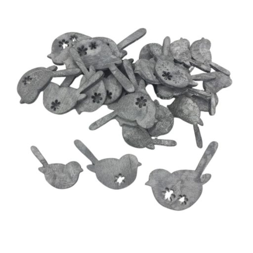 Fa virágmintás madár szürke 30db/csomag – nyári dekorációhoz