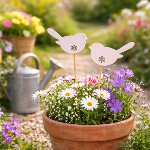 Fa virágmintás madár pink 30db/csomag