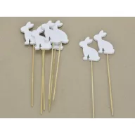 Fa csokinyuszi pálcás fehér 4,5x28cm 8db/csomag – húsvéti dekorációhoz