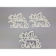 Fa "Hello Tavasz" felirat koszorúra fehér 14,5x20cm 3db/csomag – festéshez, dekorációhoz