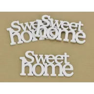 Fa "Sweet home" felirat koszorúra fehér 7x14cm 3db/csomag – festéshez, dekorációhoz