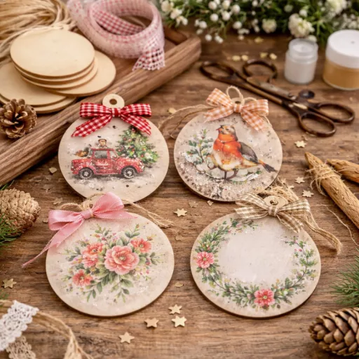 Natúr fa - Karácsonyfa dísz 8cm 12db/csomag