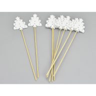 Fehér fa pálcás fenyő 8db/csomag – karácsonyi dekorációhoz