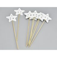 Fehér fa pálcás csillag 8db/csomag – karácsonyi dekorációhoz