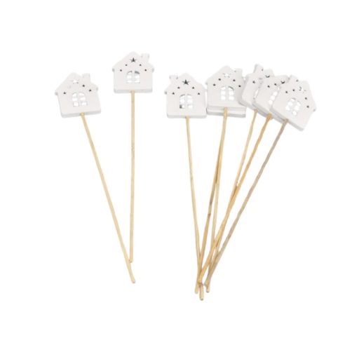 Fehér fa pálcás házikók 8db/csomag