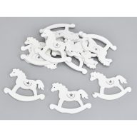 Fehér fa retro hintaló 12db/csomag – karácsonyi dekorációhoz