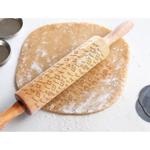 Kekszmintázó sodrófa - Hangjegy 38cm – kreatív dekorációhoz – kreatív hobby projektekhez és dekorációhoz – Papelito.hu