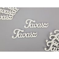 Fehér "Tavasz" felirat 9cm 8db/csomag – húsvéti dekorációhoz