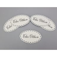 "Édes otthon" csipkés ovál tábla fehér 5db/csomag – festéshez, dekorációhoz