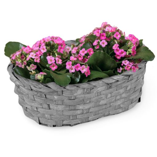 Bambusz ovál fonott tál szürke