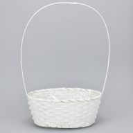 Bambusz füles ovál kosár fehér nagy – kosárfonáshoz, dekorációhoz